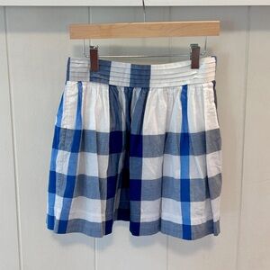Burberry Blue and White Plaid Cotton Skirt